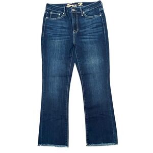 Seven7 Women's High Rise Fashion Jeans Size 4 Dark Wash Frayed Raw Hem